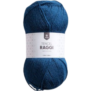 Järbo Tencel Raggi 100g 25016 Night sky blue Indhold: 75% uld, 25% tencel Vægt/længde: 100 g = ca. 266 meter Anbefalede pinde: 3.00 mm Strikkefasthed: 10 x 10 cm = 25 m x 33 p Vask: Håndvask / Tørres fladt.