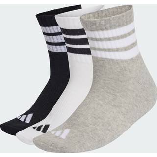 3-Stripes stødabsorberende sportstøj mellemhøj sokker, pakke med 3 par - Medium Grey Heather / White / Black - 40-42