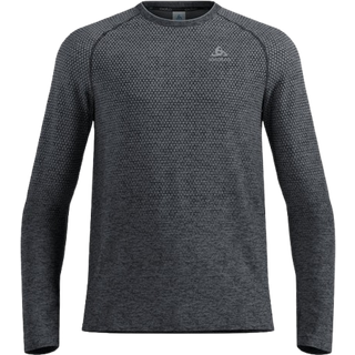 Odlo Men's T-shirt Crew Neck Long Sleeve Essential Seamless Grey Melange, L