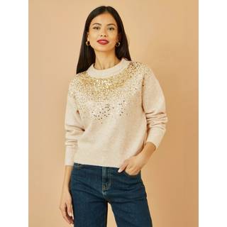 Yumi Yumi afslappet strikket trøje med spredt pailletterudskæring