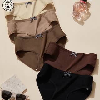 TEMU 5pcs Women's Briefs With Bow Detail - Mid-rise, Soft & Comfortable, Assorted Colors (beige, Brown, Black, Maroon, Light Gray), Simple Solid Pattern, Everyday Underwear|bow Detailing|breathable