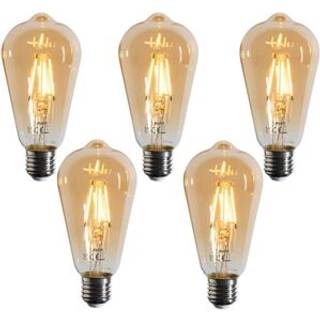 Sæt med 5 E27 dæmpbare LED filamentpærer ST64 guld 4,5W 450 lm 2200K