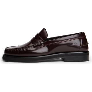 Leather Embossed Logo Loafers