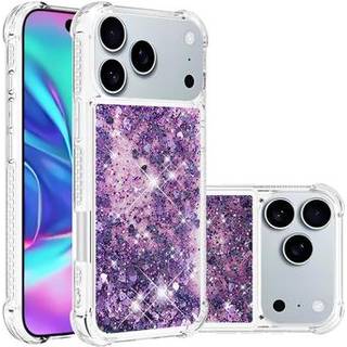iPhone 17 Pro Max Glitter Quicksand TPU Cover - Lilla hjerter