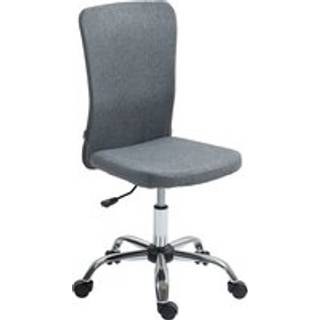 HOMCOM Armless Computer Desk Chair, Fabric Swivel Office Chair, Anti-Scratch Chair with Height Adjustable, Wheels, for Home, Grey Aosom UK