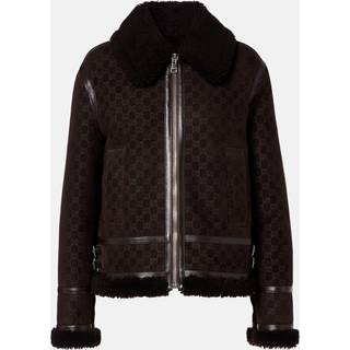 Gucci GG shearling-trimmed leather jacket - brown - L