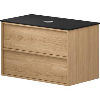 Tvättställsskåp Ekskär Ek 80 cm med Cosentino Bänkskiva Dekton Svart Matt