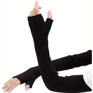 TEMU Warm Autumn And Winter Sleeves For Women And Men, Long Fleece Arm Covers, Thickened Elastic Outdoors, Home Use, Thin Fleece Sleeve Covers