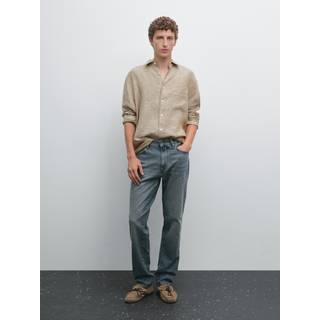 Massimo Dutti - Herre - Regular Fit Skjorte I 100 % Hør - Beige - S