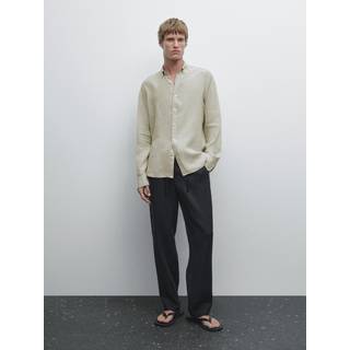 Massimo Dutti - Herre - Regular Fit Skjorte I 100 % Hør - Grøn - Xl