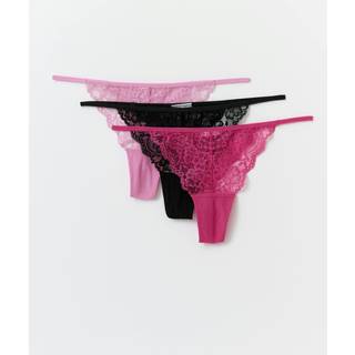 Gina Tricot-3-pack lace thong-trusser-3-pak-Lyserød-L-Dame