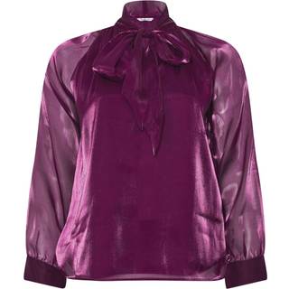 Yours Curve Yours Curve Purple London Shimmer Organza Bow Blouse