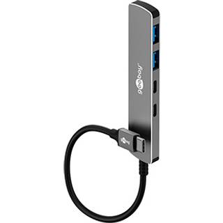 4-port USB hub slim med kabel (2x USB-C, 2x USB-A, 5 Gbit/s) | PRIS-MATCH