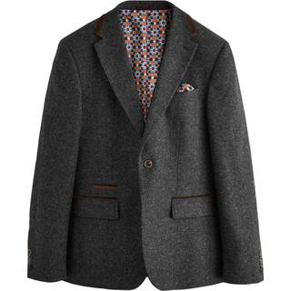 Next Charcoal Grey Regular Fit Wool Blend Trimmed Suit Jacket