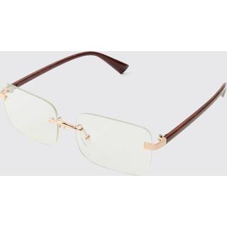 Rimless Rectangle Lens Sunglasses | Gold
