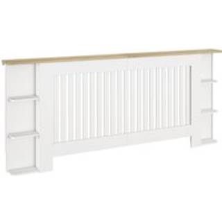 HOMCOM Radiator Cover with Open Storage Shelves, Vertical Slatted Cabinet Shelf Heater Cover for Living Room, Hallway, Extra Large, White (H: 83 / W: 191 / D: 19 cm)