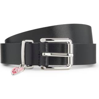 Bælte i italiensk læder med bæltestrop med stablet logo