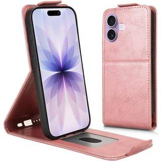 iPhone 17 lodret flip-etui med stativ - rosaguld