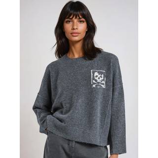 Religion Religion Grey Luscious Skull & Crossbone Jacquard Jumper
