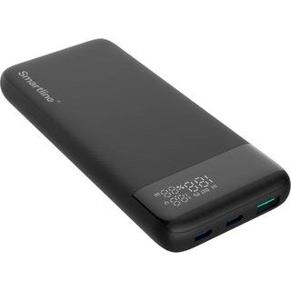Smartline 20W Powerbank - 10.000mAh - PD / QC3.0 - LED-Display - Sort