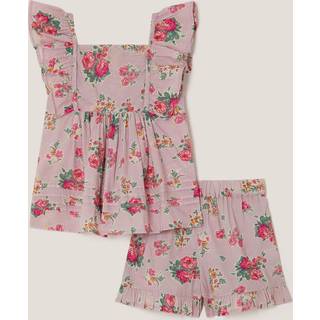 Monsoon Monsoon Purple Baby Floral Frilly Top & Shorts Set