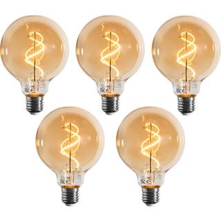 Sæt med 5 E27 dæmpbare LED-pærer spiralfilament G95 guld 4W 270 lm 2100K