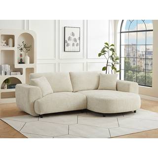 Højrevendt hjørnesofa i beige tekstureret stof RULAMA