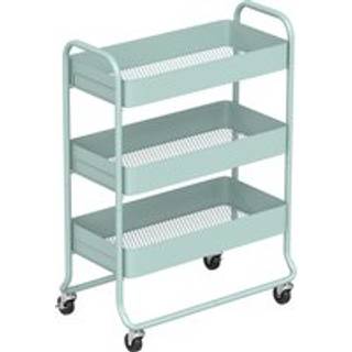 HOMCOM 3-Tier Storage Trolley on Wheels, Rolling Utility Cart with Mesh Backets for Kitchen, Bathroom, Bedroom, Light Green