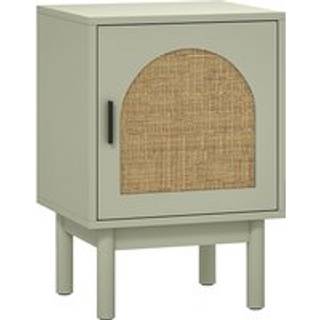 HOMCOM Rattan Bedside Table for Bedroom - Light Green