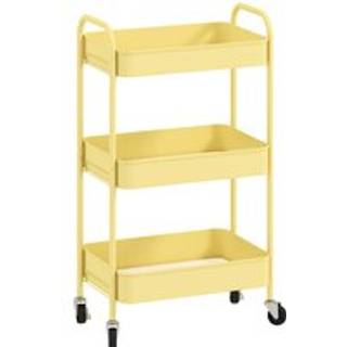 HOMCOM Three-Tier Steel Storage Trolley - Yellow