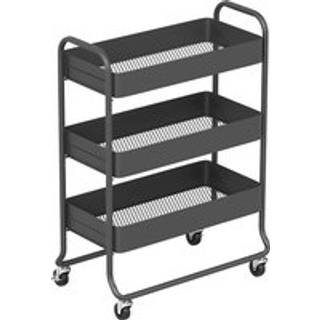 HOMCOM 3-Tier Storage Trolley on Wheels, Rolling Utility Cart with Mesh Backets for Kitchen, Bathroom, Bedroom, Black