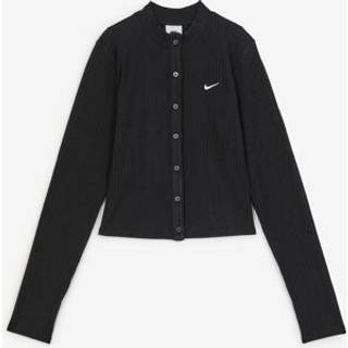Tætsiddende Nike Chill-cardigan i maskinstrikket bred rib til kvinder - sort