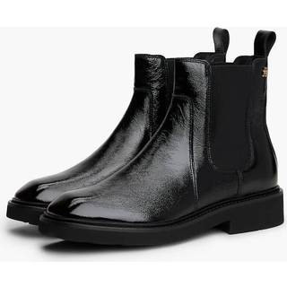 Patent Crinkle Leather Chelsea Boots