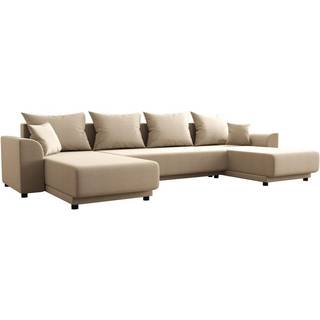 Hjørnebedsiddeslanger af beige stof sofa NESSARO