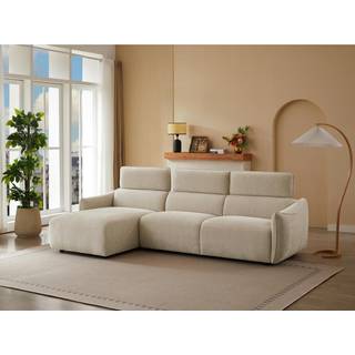 Venstrevendt hjørnesofa i beige chenille-stof TAZIZA