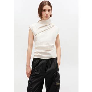 Ganni Ruched cotton-blend top - white - M-L