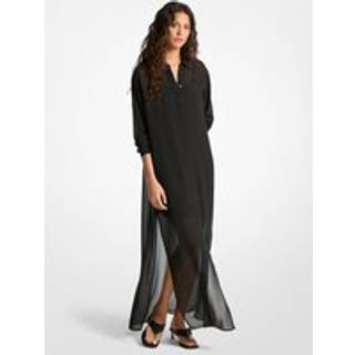 MK Georgette Belted Shirtdress - Black - Michael Kors - XS