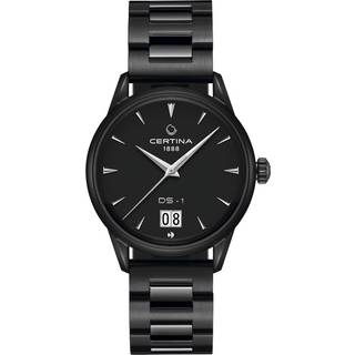 Certina DS-1 Big Date Powermatic 80 herreur i sort stål med lænke