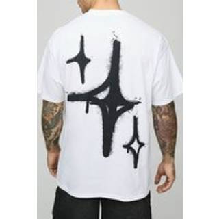 Mens White Oversized Graffiti Spray Star T-Shirt