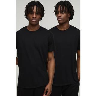Mens Black 2 Pack Basic Regular Fit Crew Neck T-Shirts