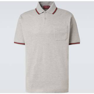 Gucci Web Stripe cotton-blend polo shirt - grey - EU 52