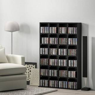 HOMCOM CD Storage Unit with Adjustable Shelves, 89 x 130.5 cm, Black Aosom UK
