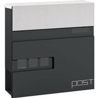 HOMCOM Wall Mounted Post Box with Viewing Window, 2 Lock, Modern Galvanised Steel Mailbox with Copper Core, Weatherproof Letterbox for Outdoor Use, Easy to Install, Charcoal Grey