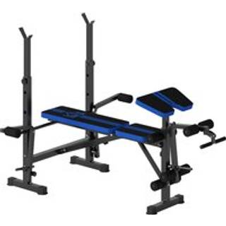 HOMCOM Adjustable Weight Bench with Leg Developer Barbell Rack for Weight Lifting and Strength Training Multifunctional Workout Station for Home Gym Fitness, Blue