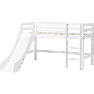 Spiloppe halvhøj seng med rutsjebane 70x160 cm  - hvid