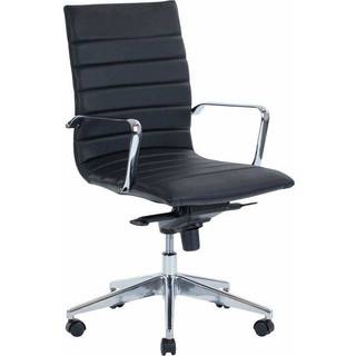 Prestige kontorstol i læder med armlæn og mellem ryg sort