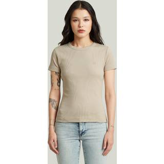 Slim Rib T-Shirt - Beige - Women