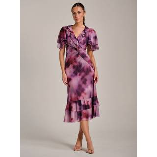Jolie Moi Jolie Moi Ruffle Detail Ruched Mesh Midaxi Kjole - EU 38 (UK 10)