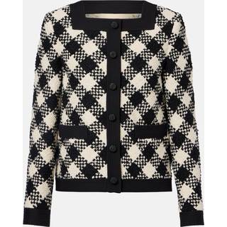 Valentino Checked ruffled tweed jacket - black - M
