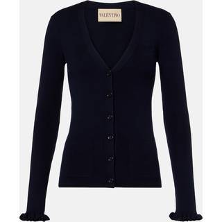Valentino Ruffled virgin wool cardigan - blue - S